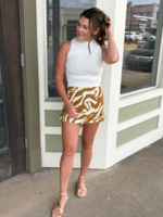 Flying Tomato Ivory & Brown Tiger Printed Skort