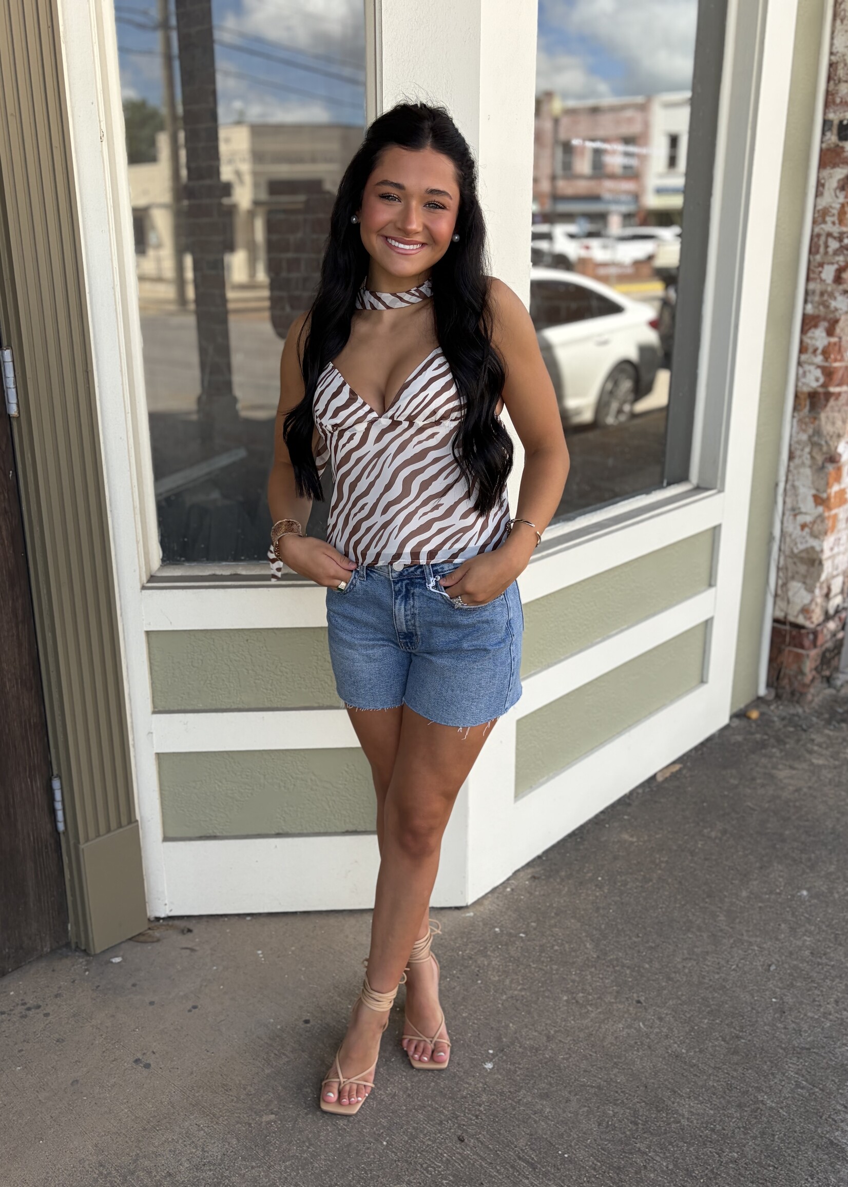 Bloom and Company Zebra Print Cami Tank w/ Scarf