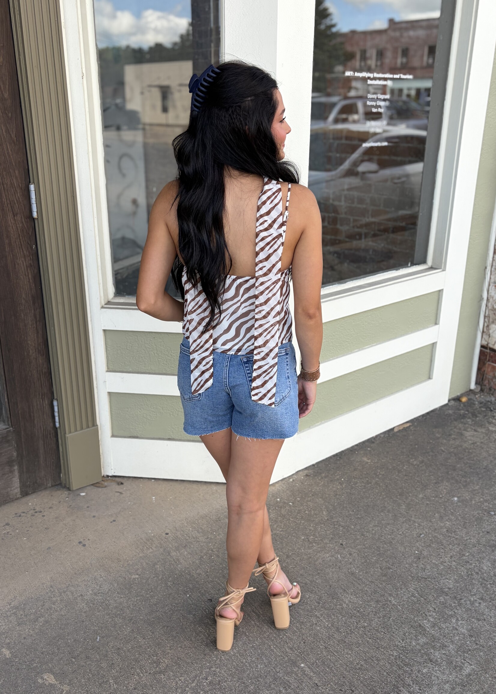 Bloom and Company Zebra Print Cami Tank w/ Scarf