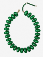 Bloom and Company Dark Green Polished Bead Statement Necklace