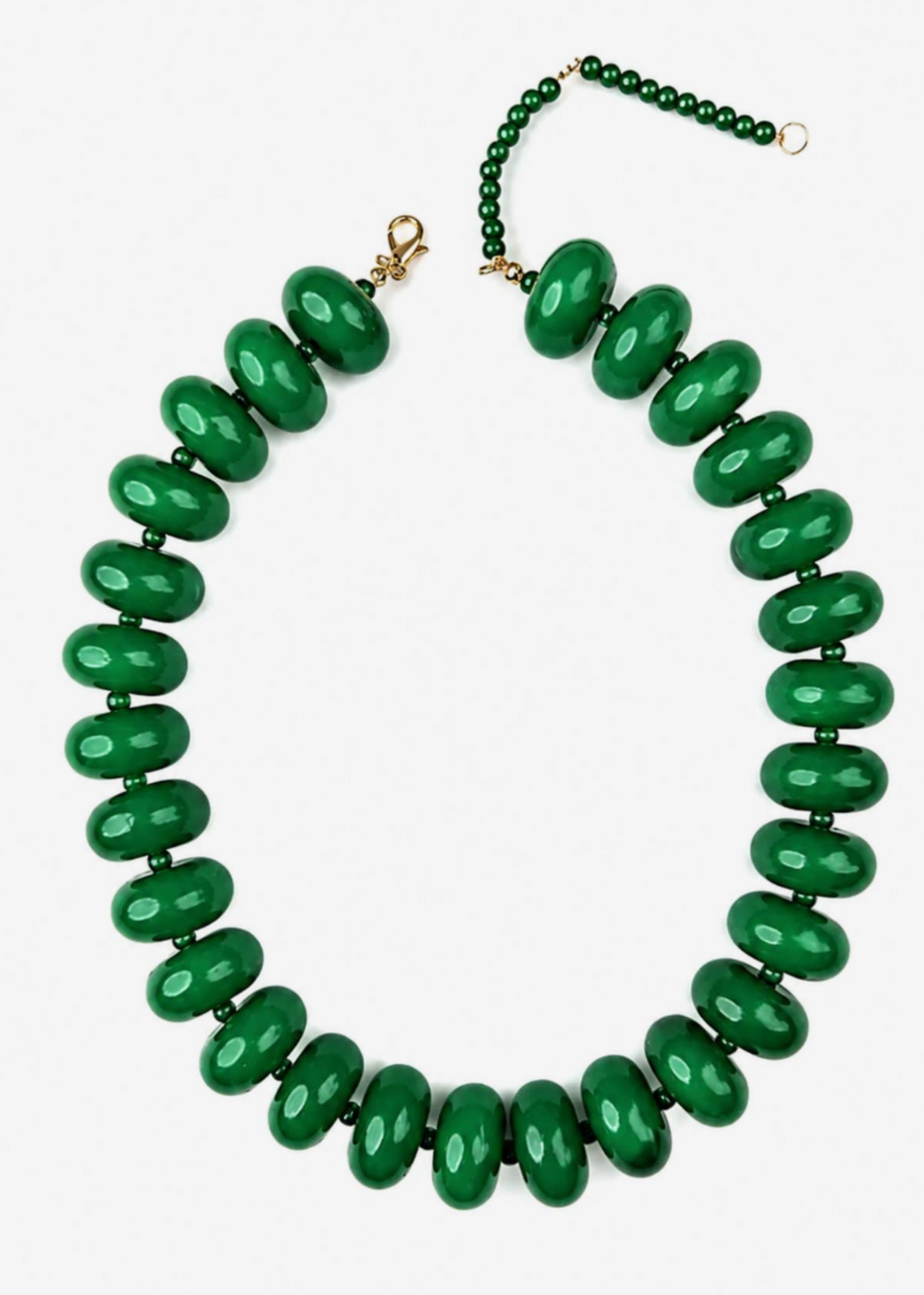 Bloom and Company Dark Green Polished Bead Statement Necklace