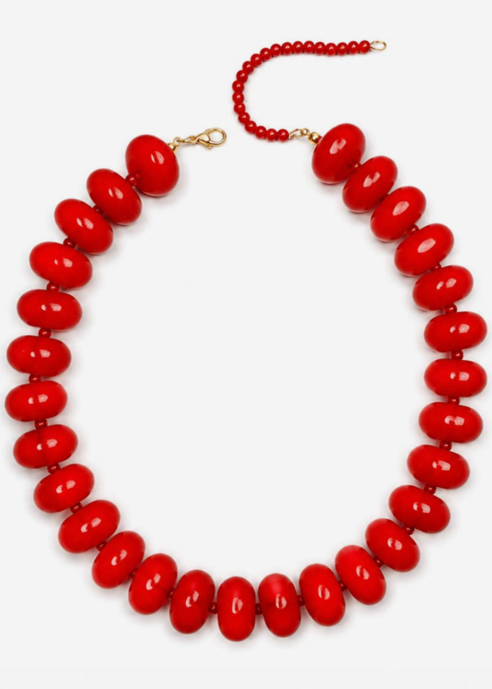Bloom and Company Red Polished Bead Statement Necklace