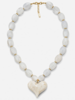 Bloom and Company White Resin Heart Chunky Statement Necklace