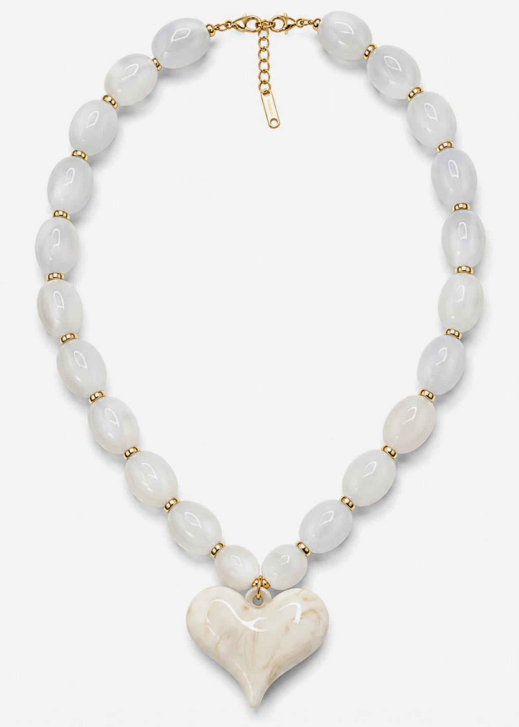 Bloom and Company White Resin Heart Chunky Statement Necklace