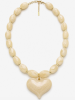 Bloom and Company Beige Resin Heart Chunky Statement Necklace