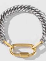 Bloom and Company Silver Two Toned Chain Bracelet