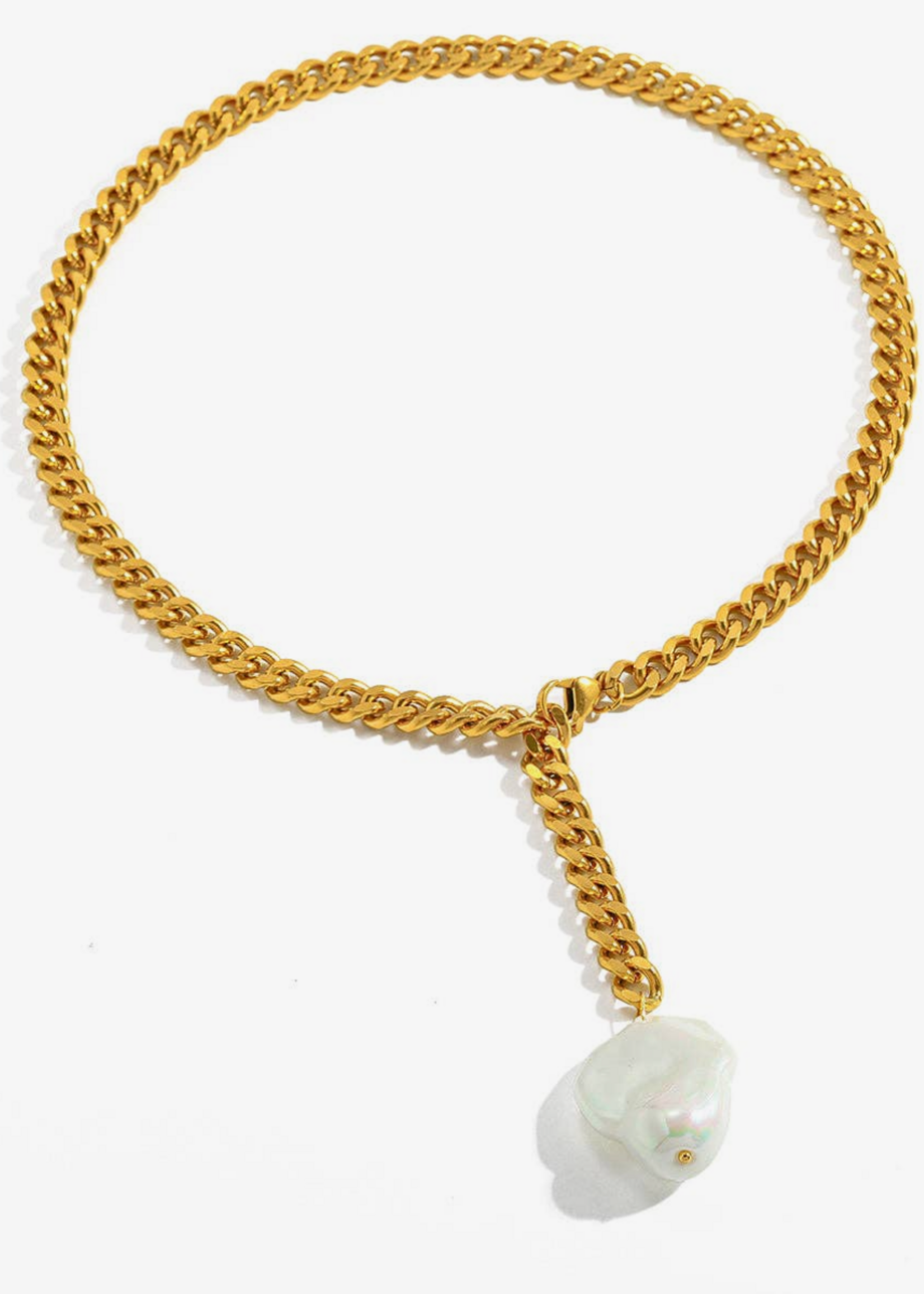 Bloom and Company Gold Pearl Drop Necklace