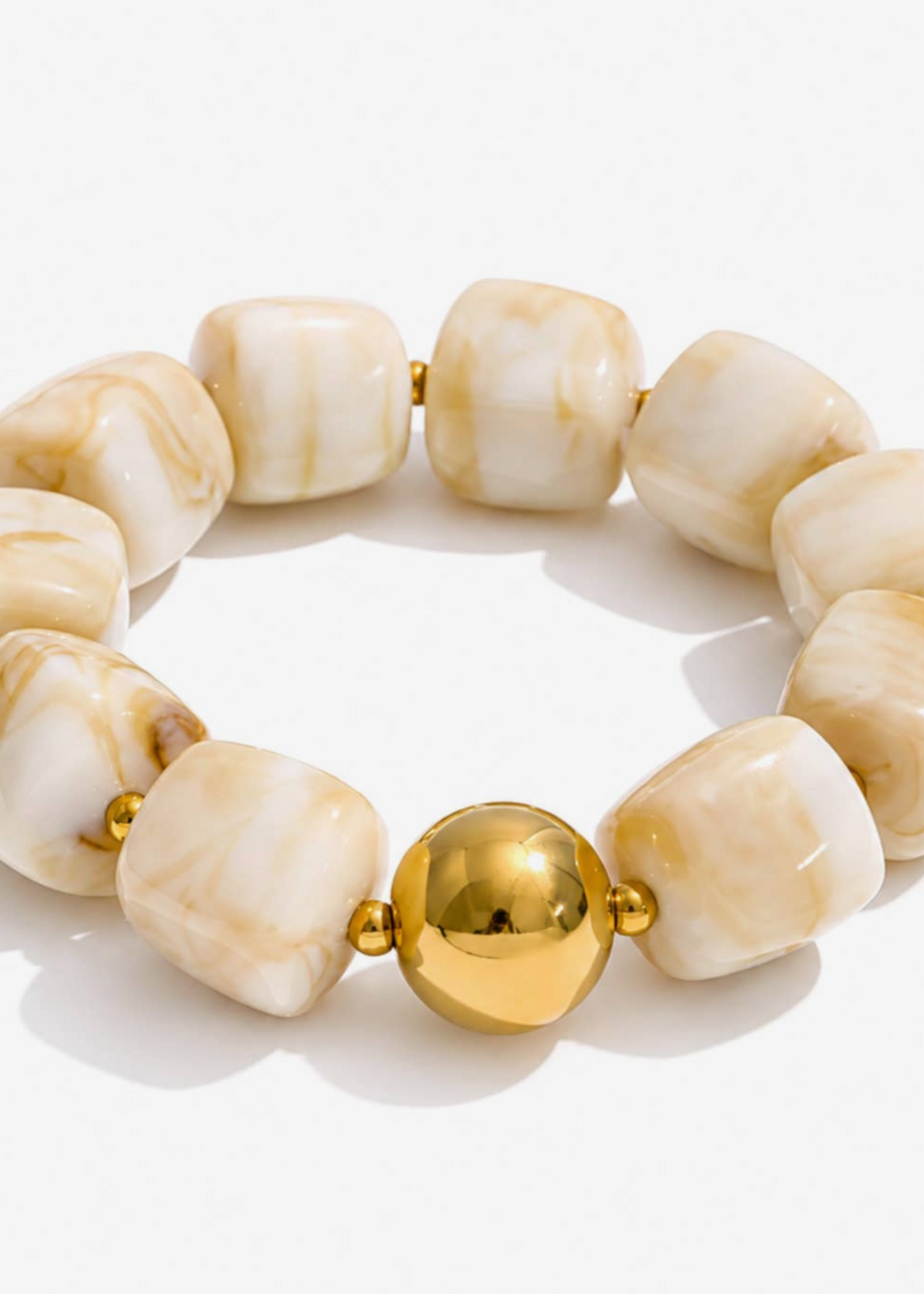 Bloom and Company Beige Chunky Beaded Bracelet
