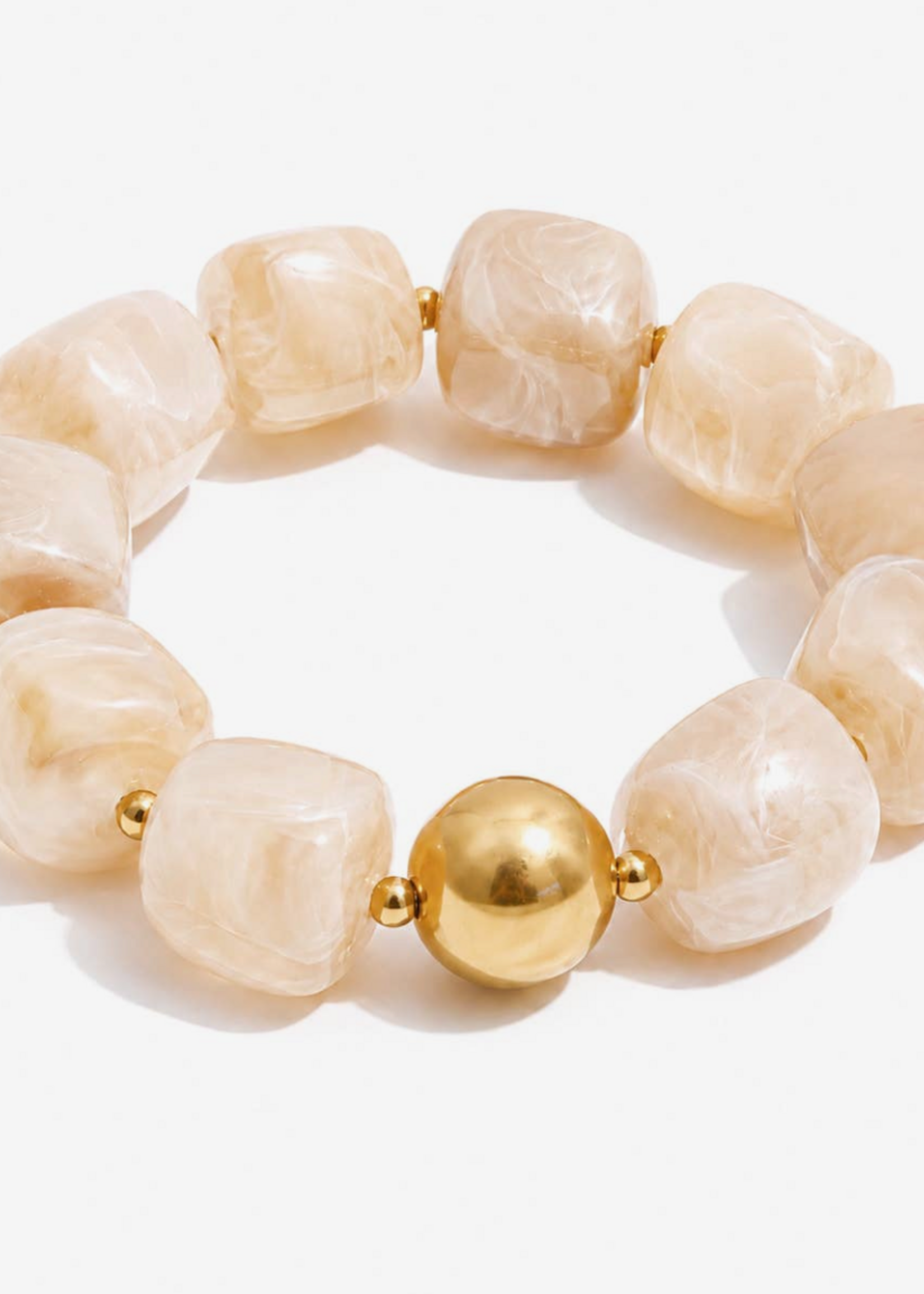Bloom and Company Beige Chunky Beaded Bracelet