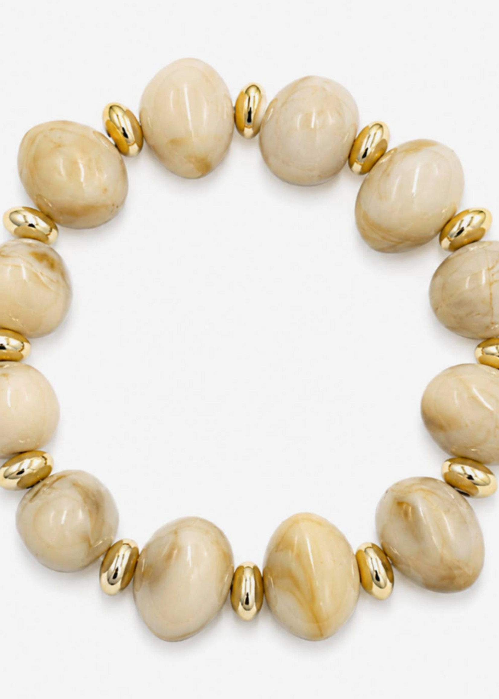Bloom and Company Cream & Gold Beaded Bracelet
