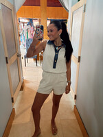 Bloom and Company Grey & Denim Collared Romper