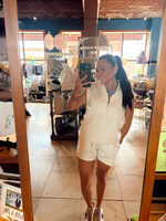 Bloom and Company Cream Zip Up Top & Shorts Set