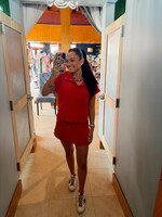Bloom and Company Red Scalloped Top & Skirt Set