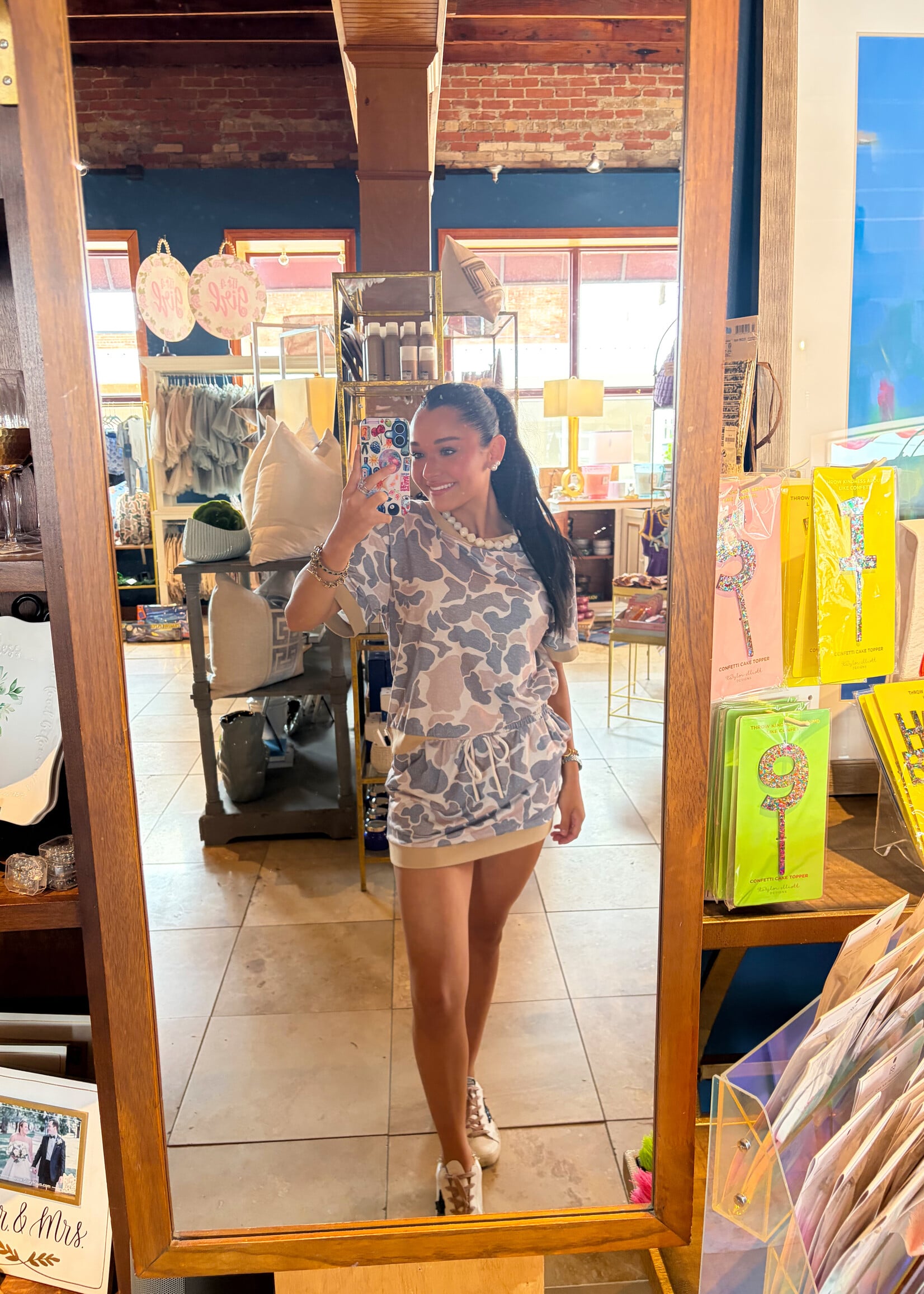 Aapparella Camo Colorblock Trim Top & Skirt Set