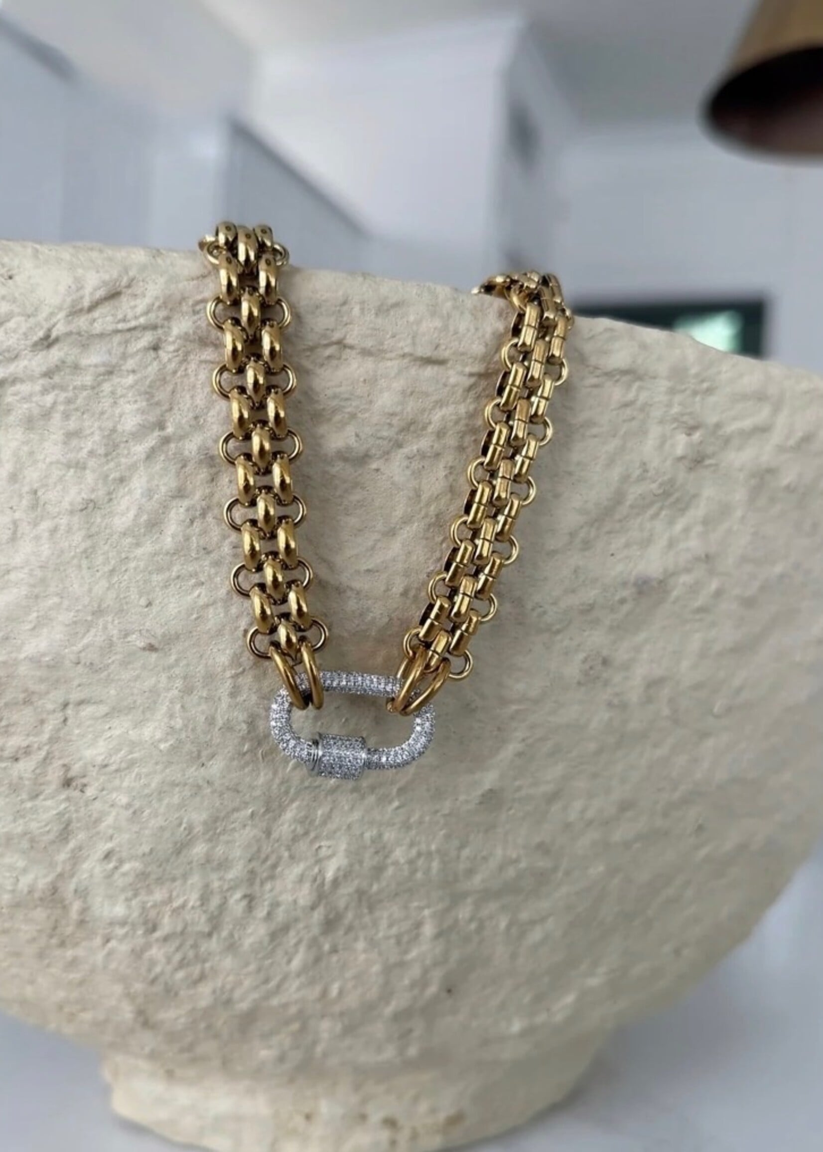 Chansutt Pearls 18k Gold Plated Silver Lock Necklace