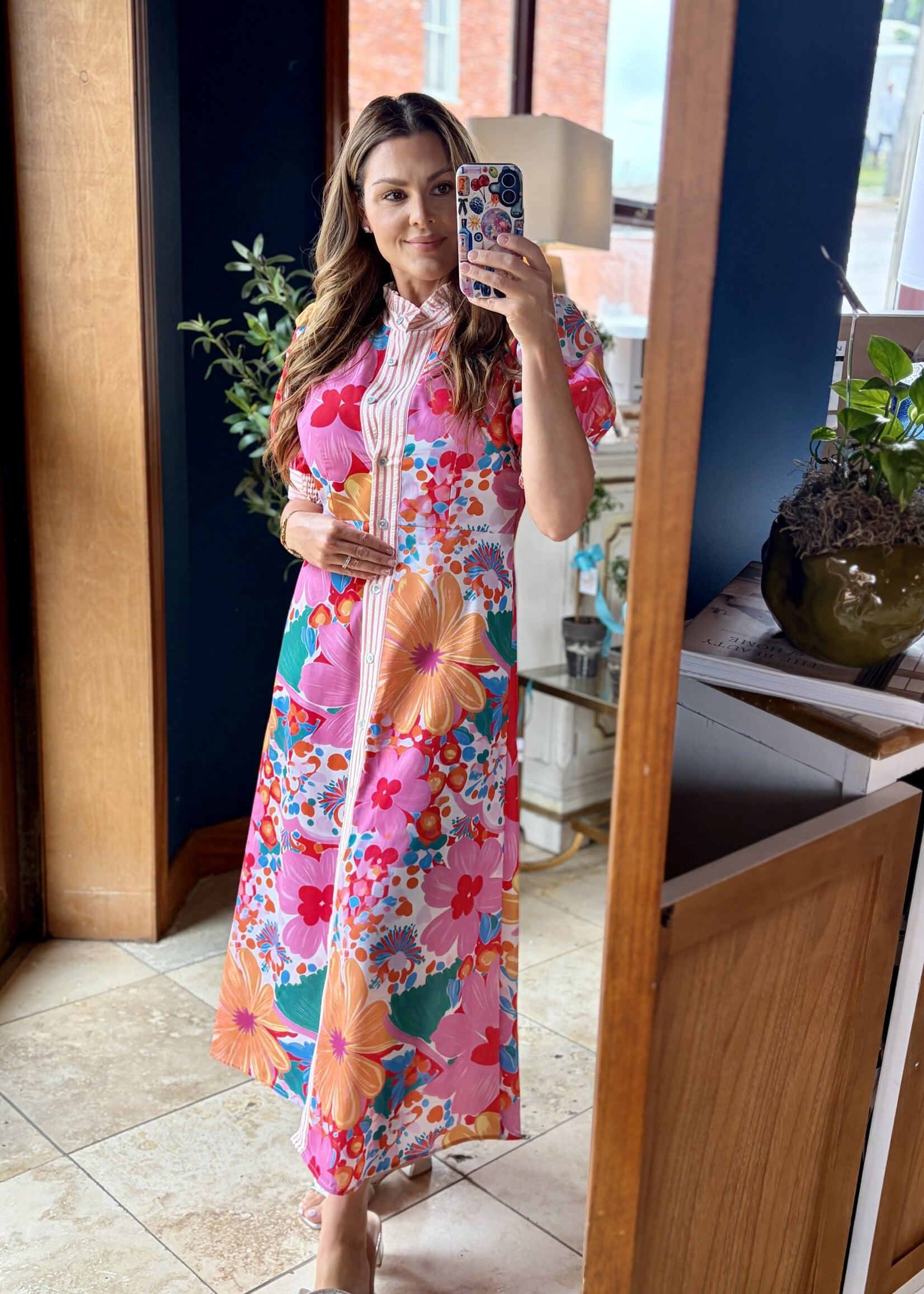 Bloom and Company Floral Button Down Maxi Dress