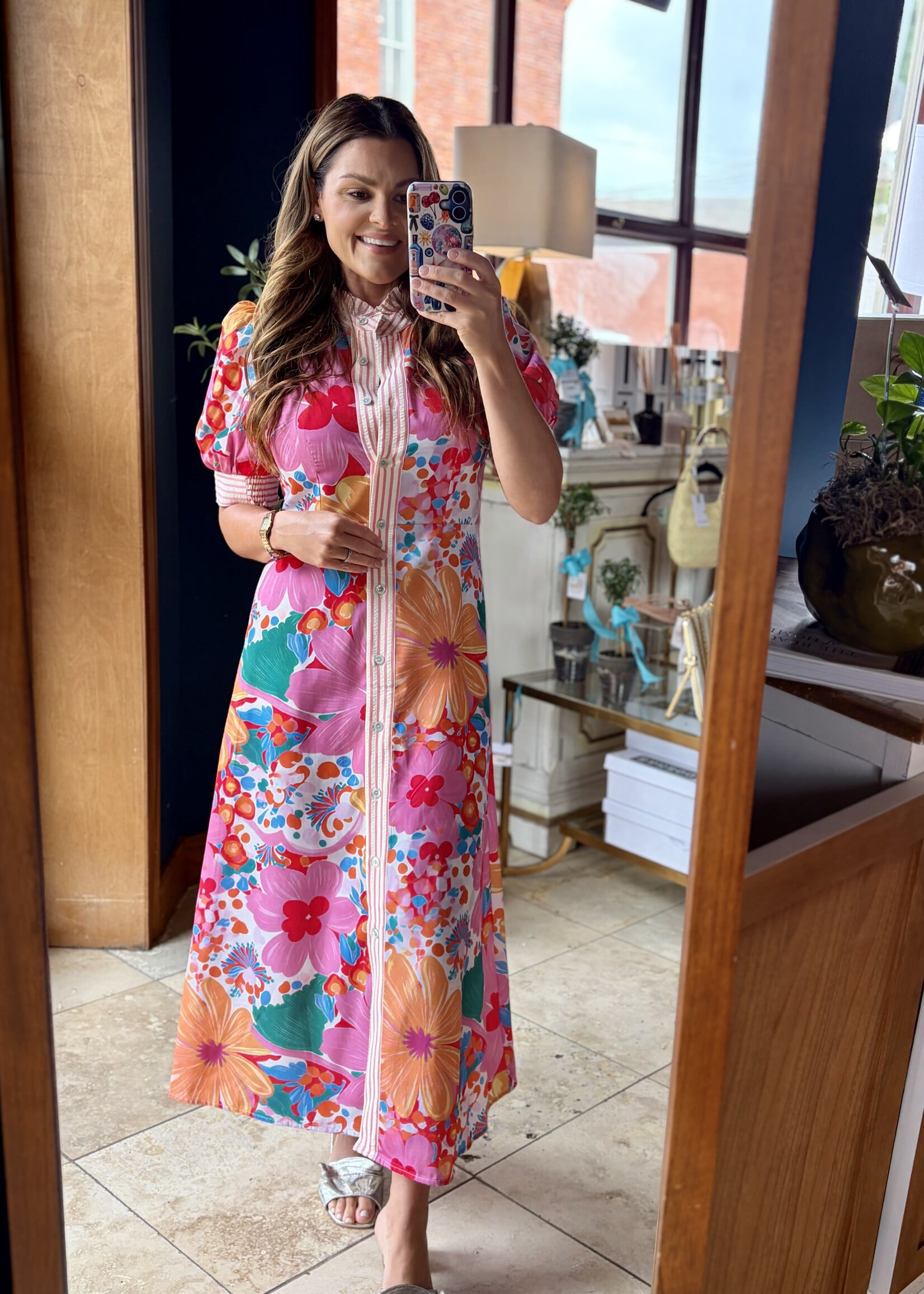 Bloom and Company Floral Button Down Maxi Dress