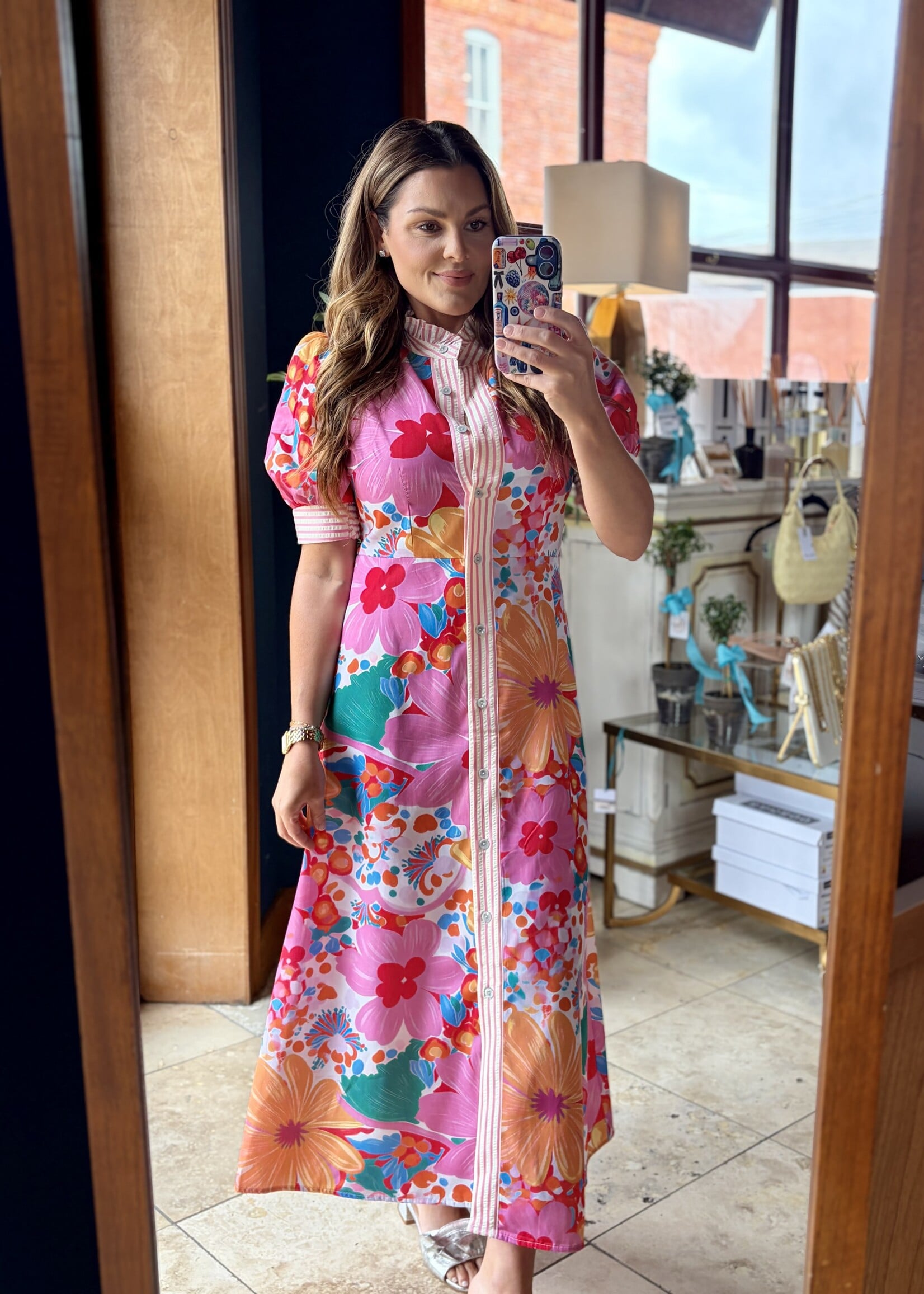 Bloom and Company Floral Button Down Maxi Dress