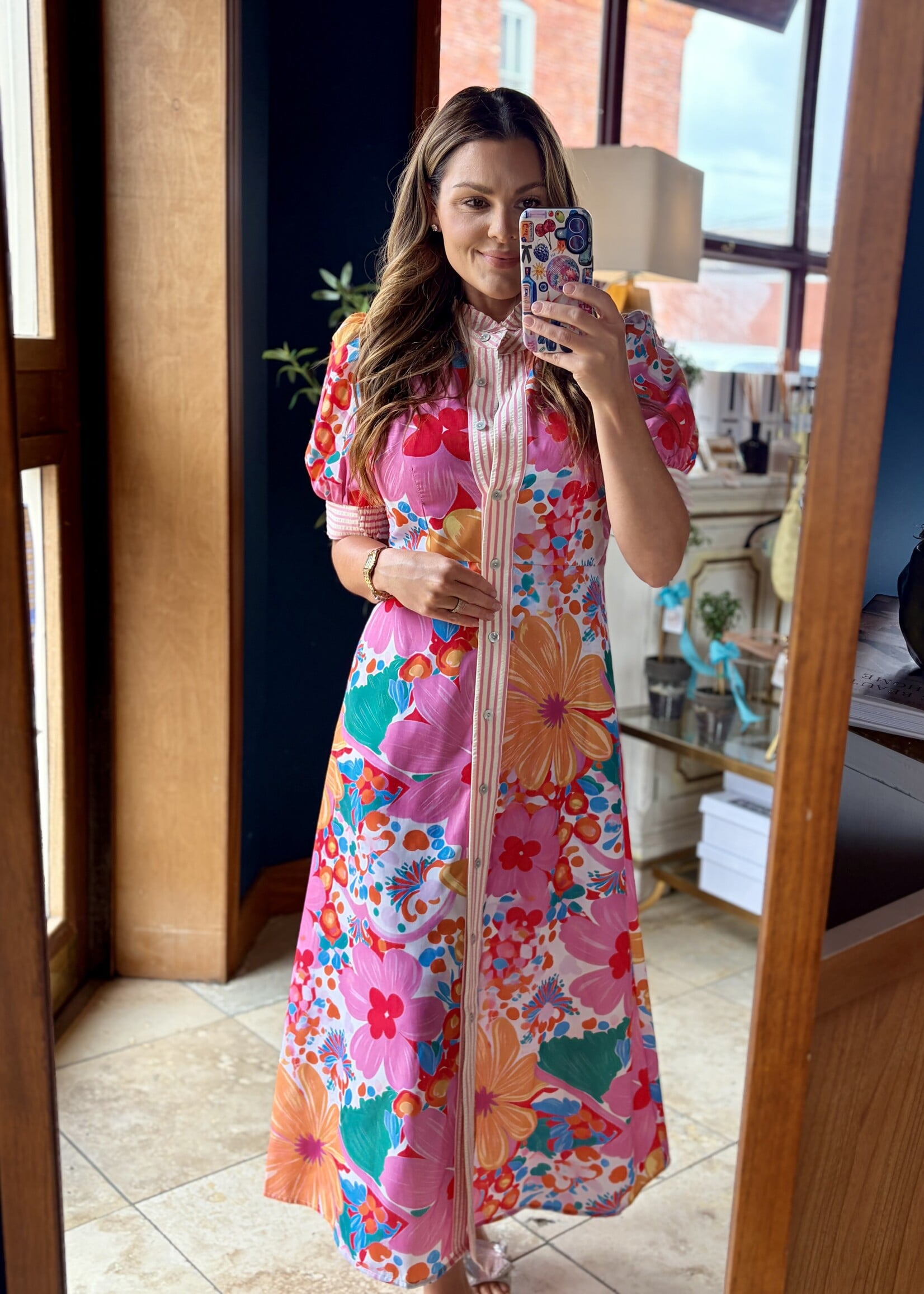 Bloom and Company Floral Button Down Maxi Dress