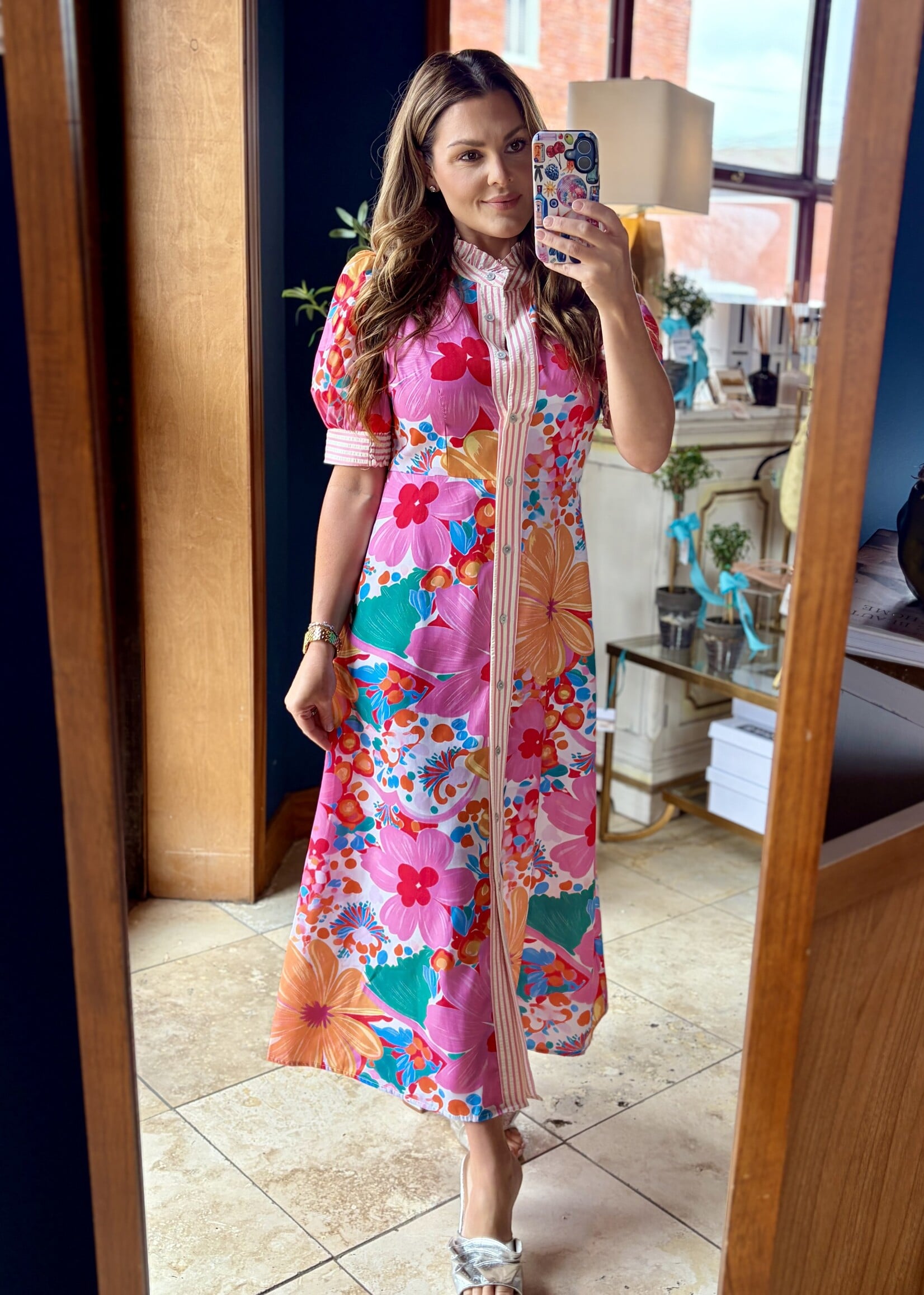 Bloom and Company Floral Button Down Maxi Dress