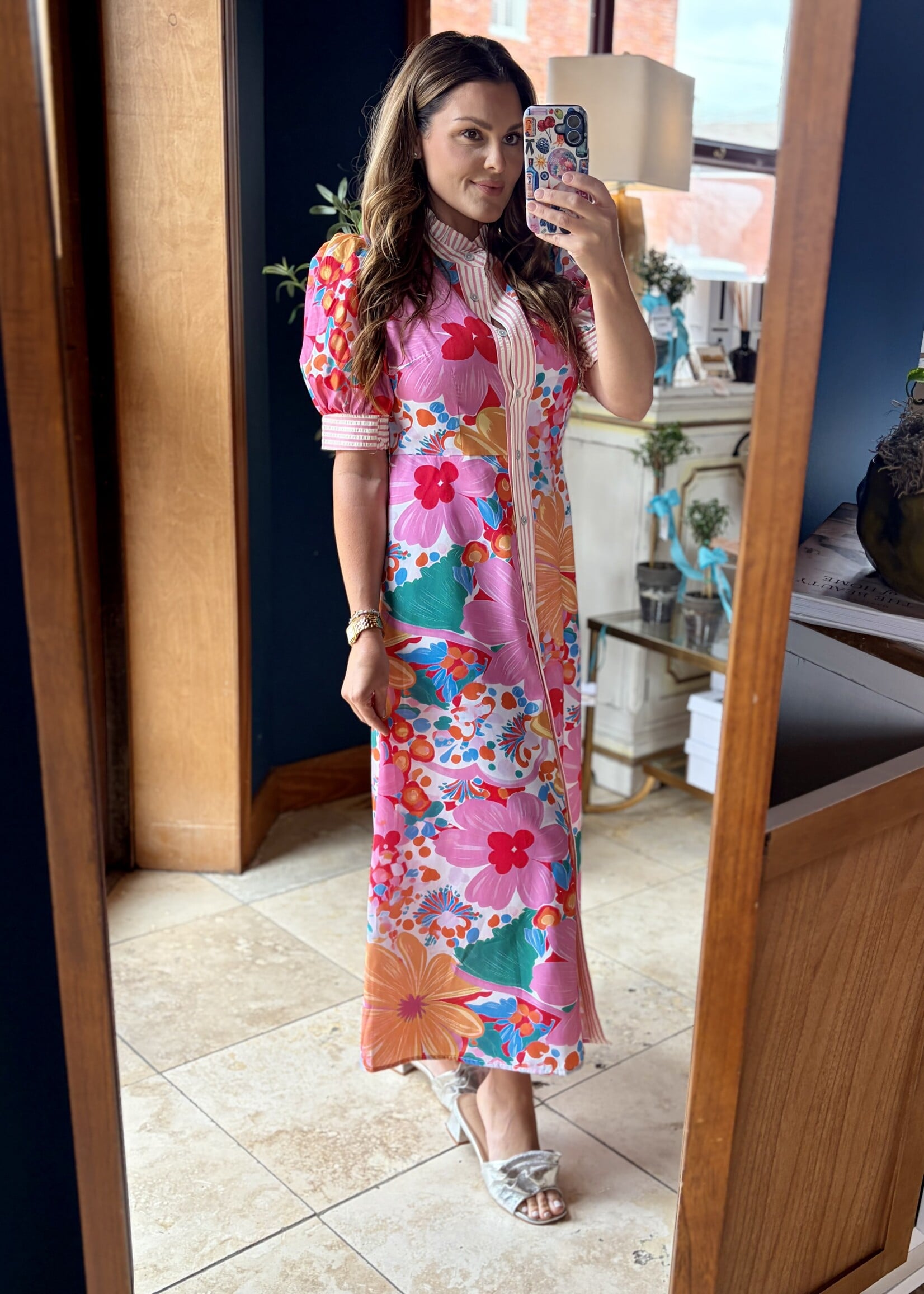 Bloom and Company Floral Button Down Maxi Dress
