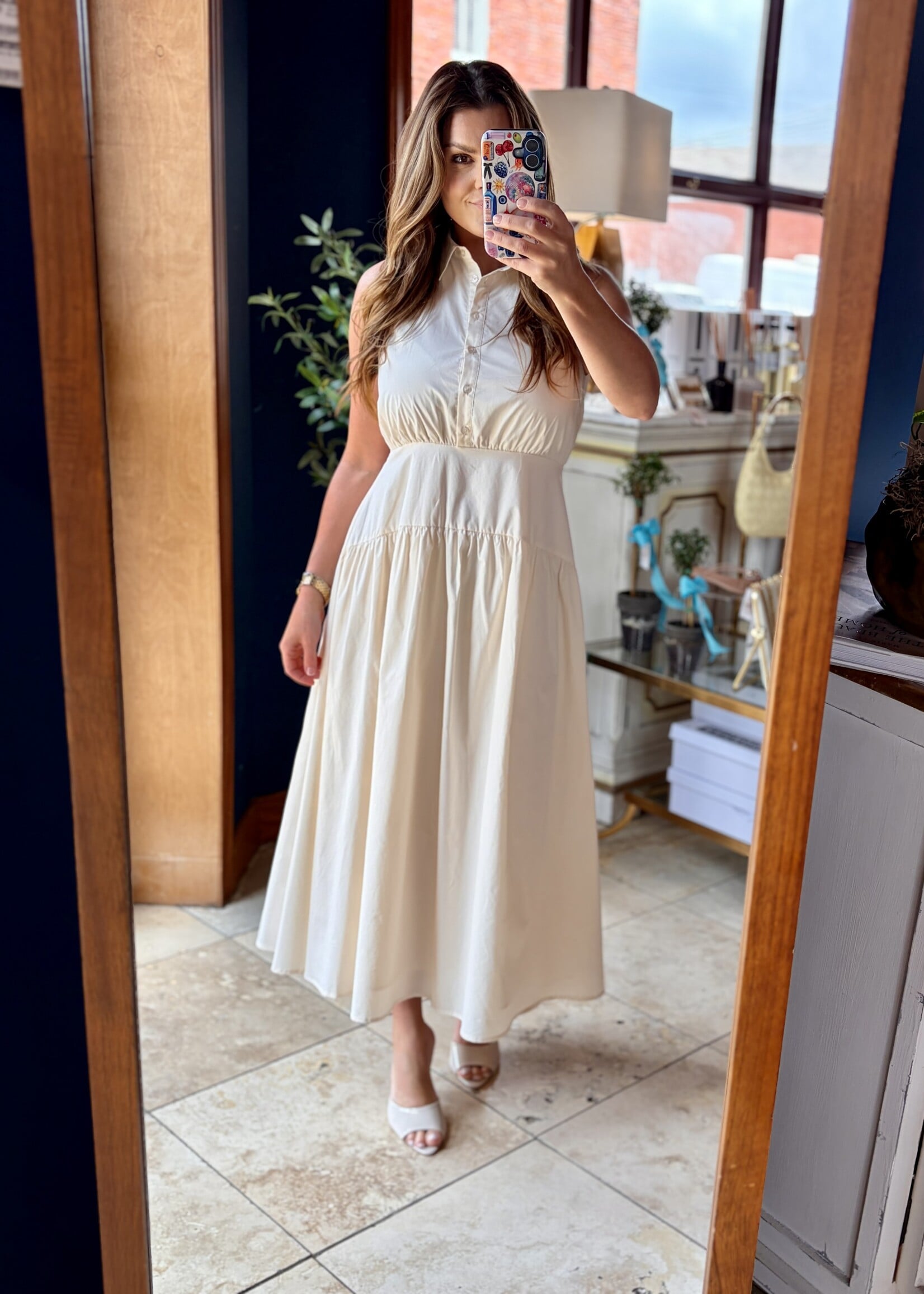 Aureum Cream Midi Shirt Dress