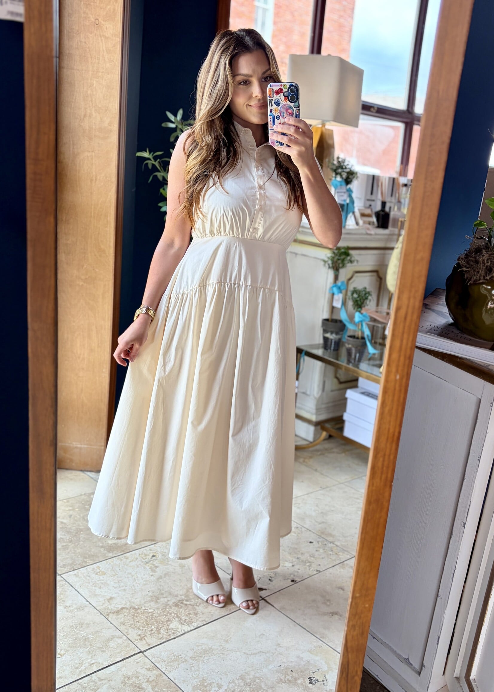 Aureum Cream Midi Shirt Dress