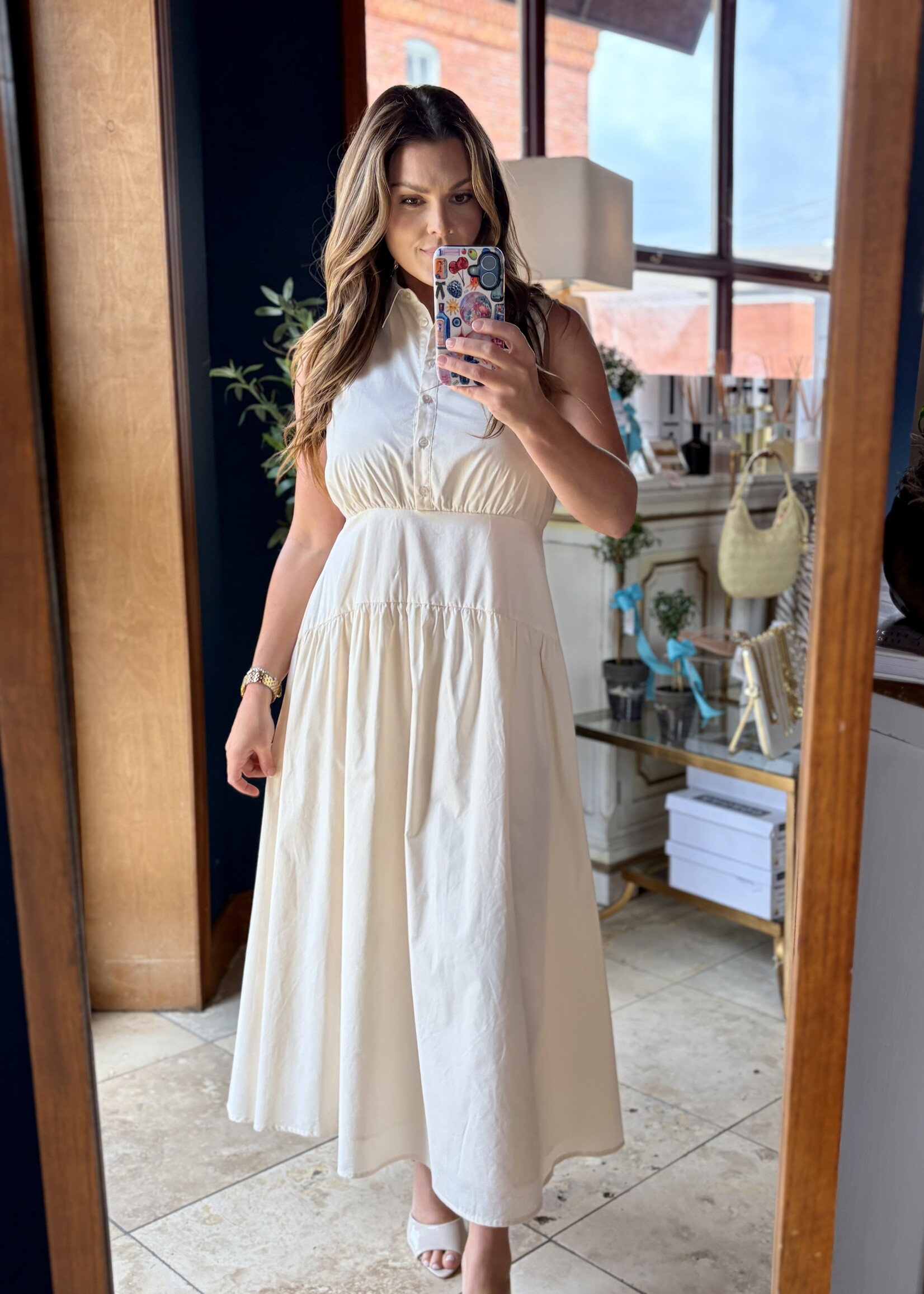 Aureum Cream Midi Shirt Dress