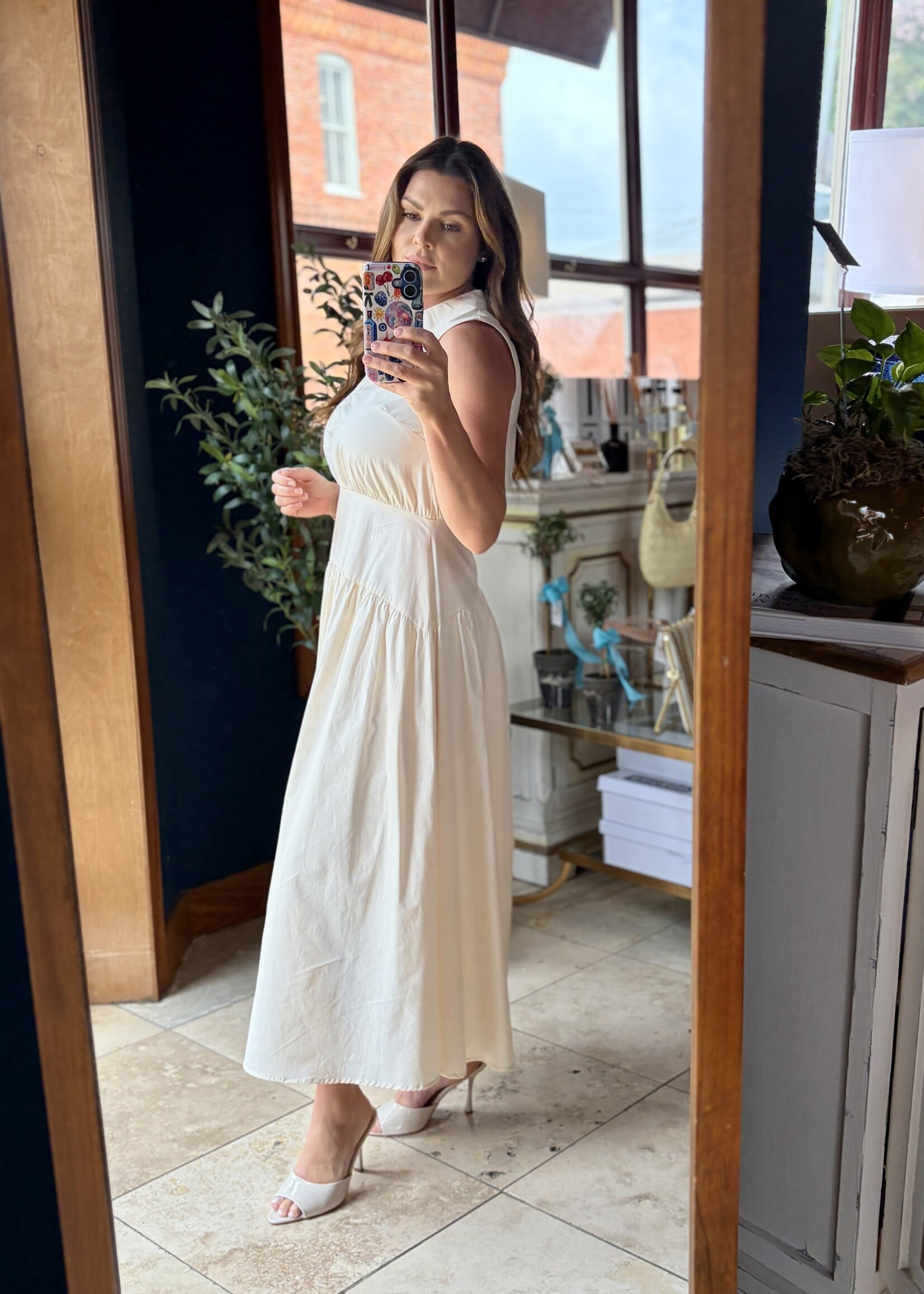 Aureum Cream Midi Shirt Dress
