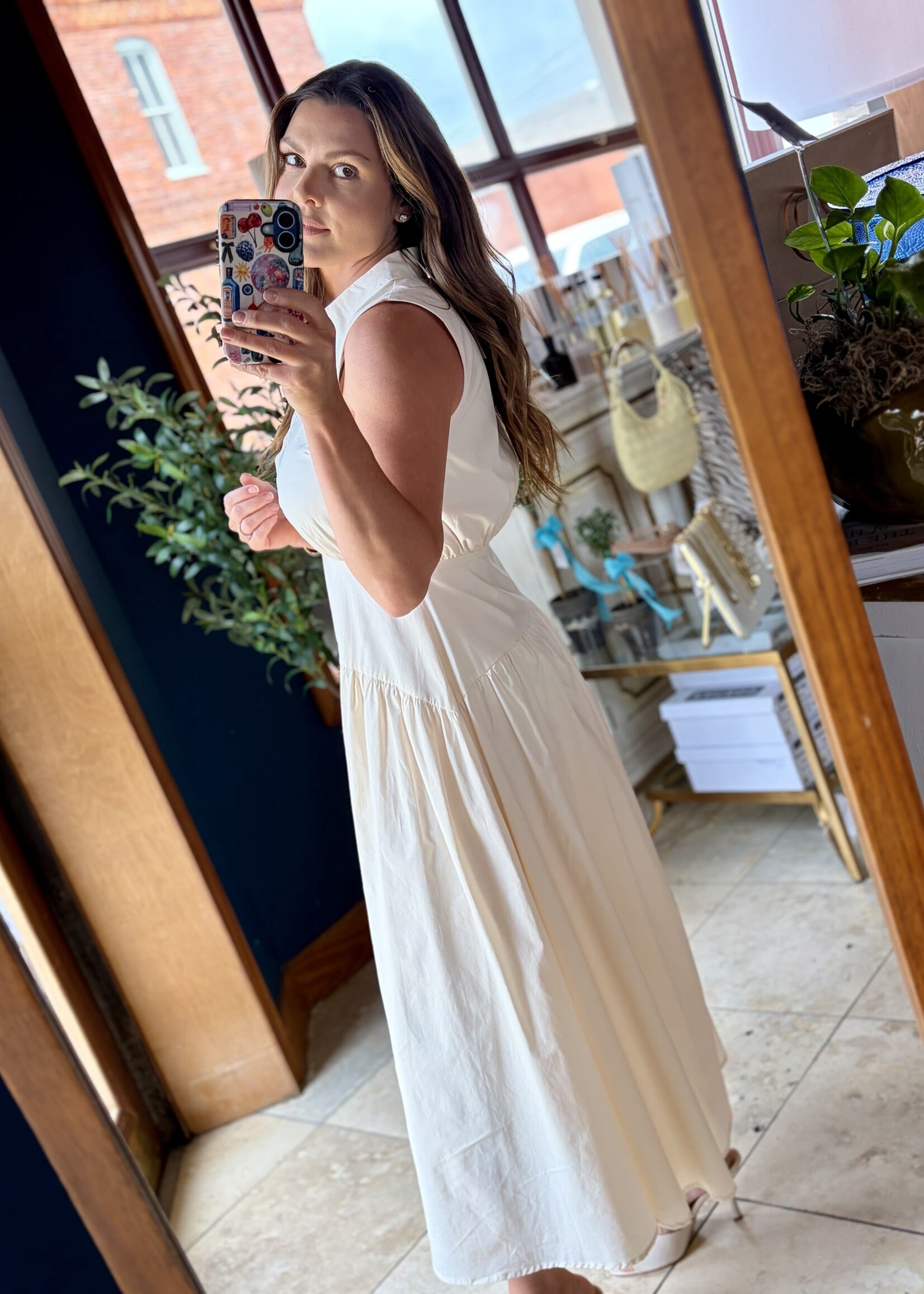Aureum Cream Midi Shirt Dress