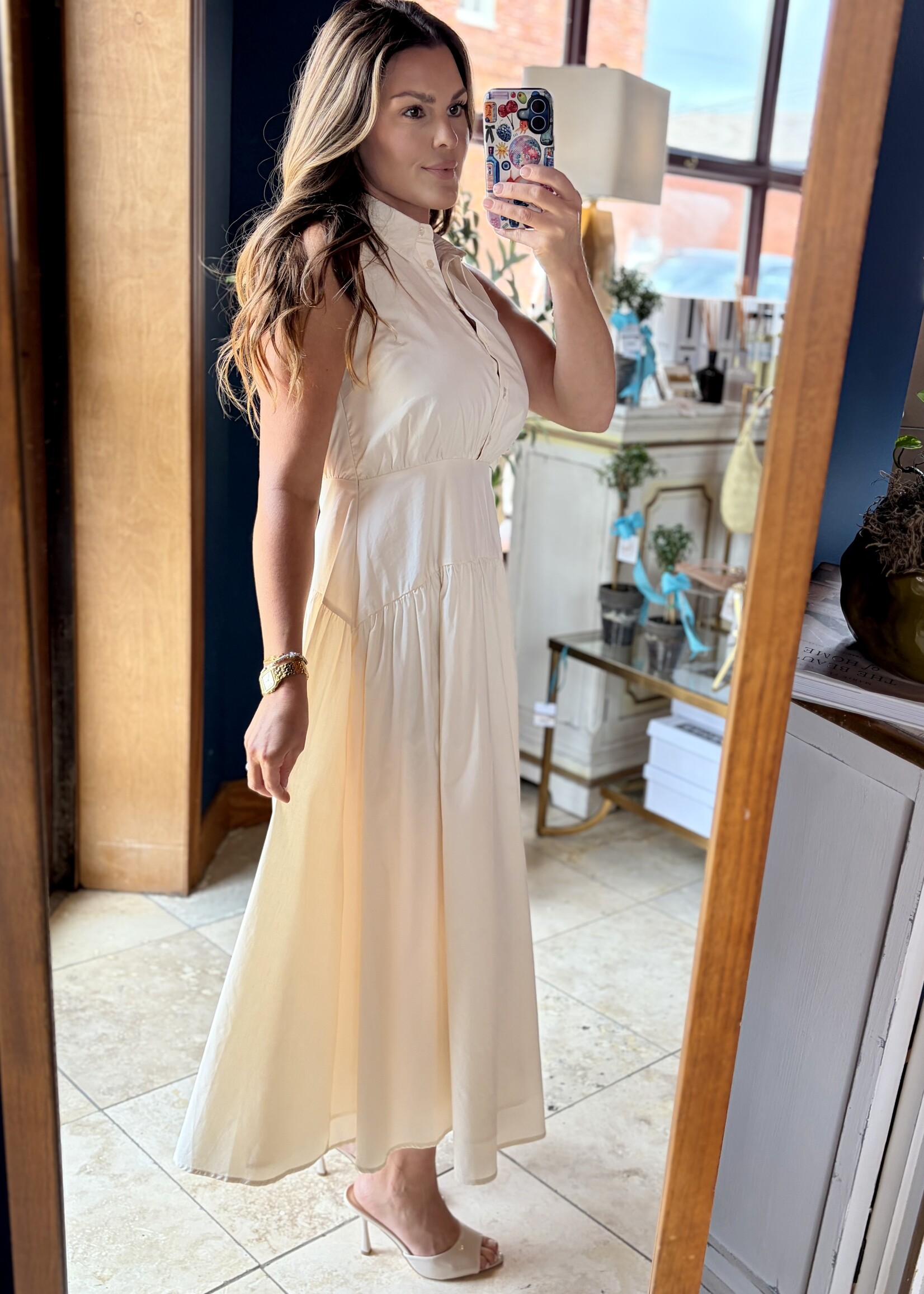 Aureum Cream Midi Shirt Dress