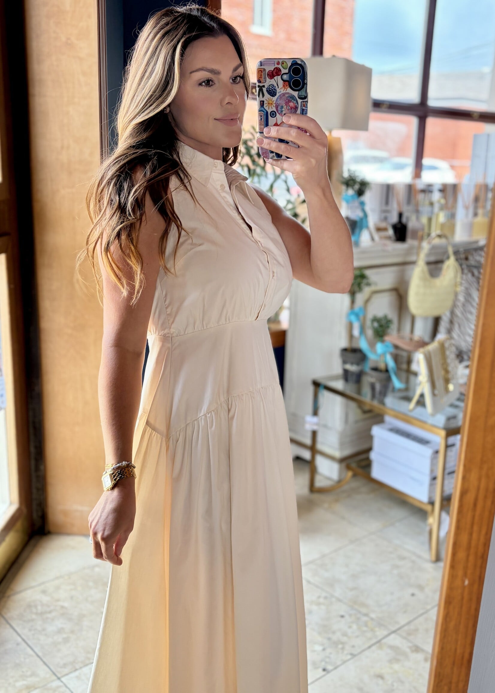 Aureum Cream Midi Shirt Dress