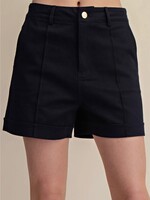 glam Navy High Waist Seam Detail Shorts