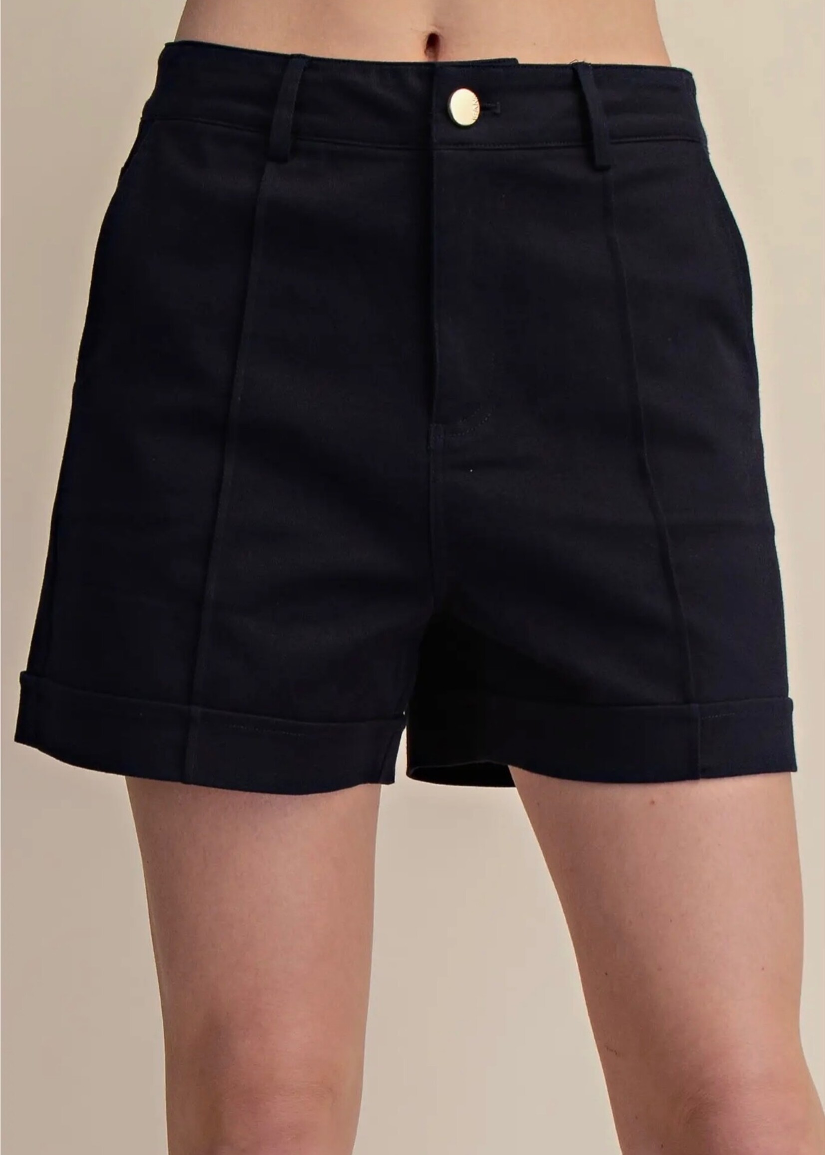 glam Navy High Waist Seam Detail Shorts