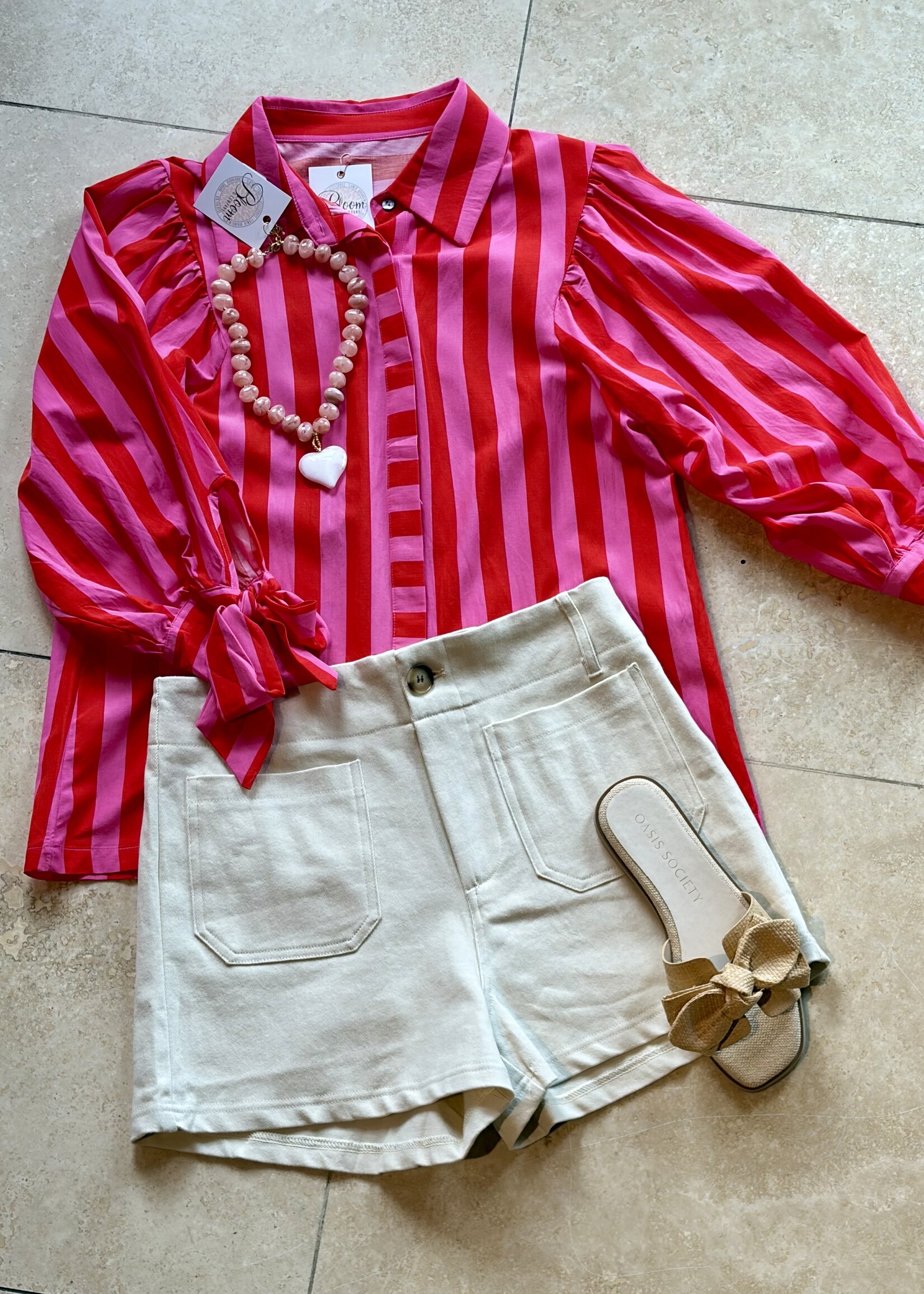 glam Beige High Waist Pocket Shorts