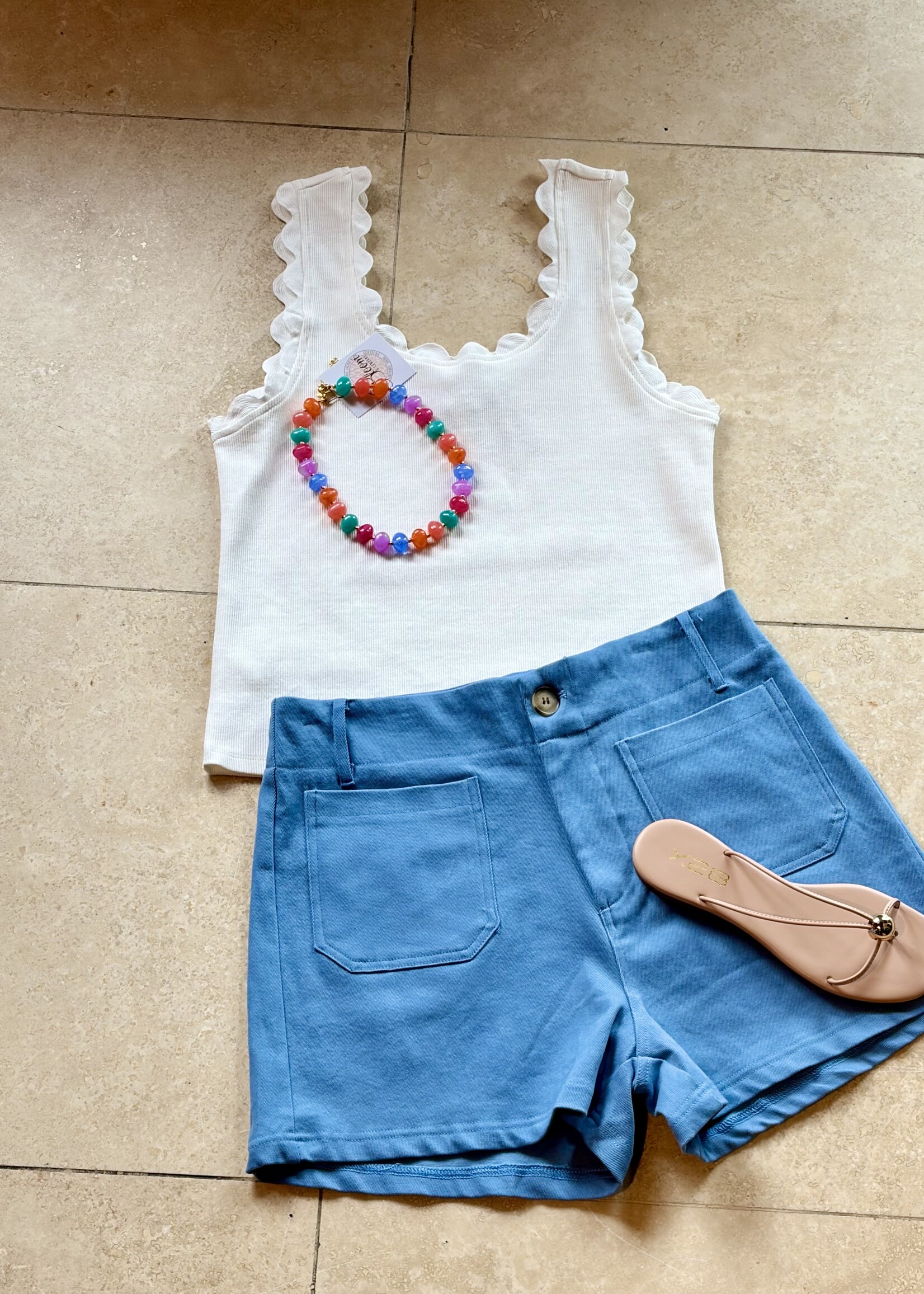 glam Blue High Waist Pocket Shorts