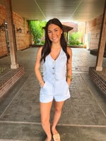 Sky to Moon Blue Marble Button Vest Set