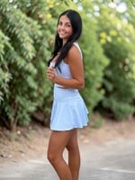KIMBERLY C Blue Gingham Mini Skort w/ Bow Back