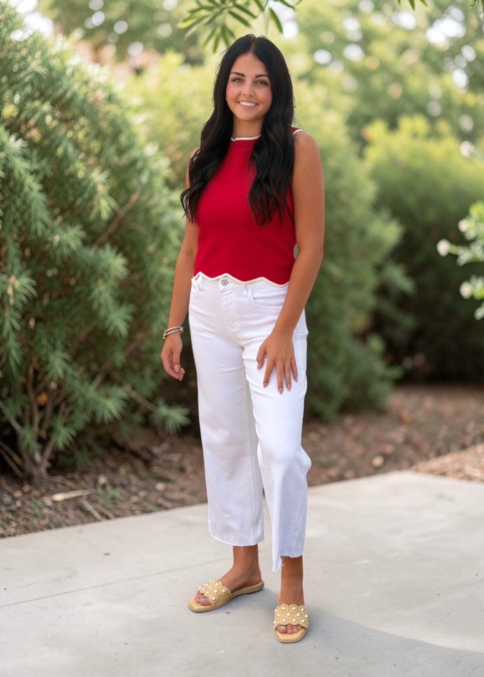 Bloom and Company White High Rise Cropped Wide Leg Jean