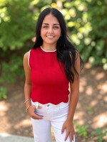 Bloom and Company Red & White Sleeveless Knit Top