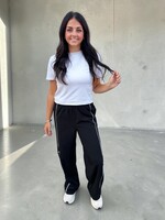 KIMBERLY C Black Nylon tRack Pants w/ Contrast Piping