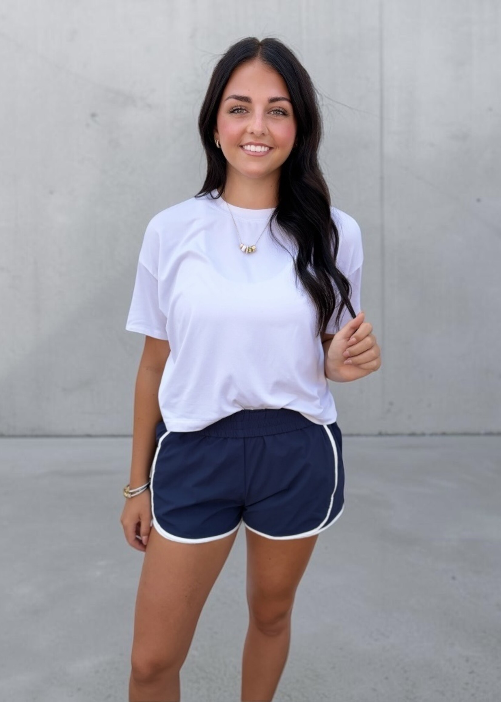 Mable Navy Contrast Binding Nylon Shorts
