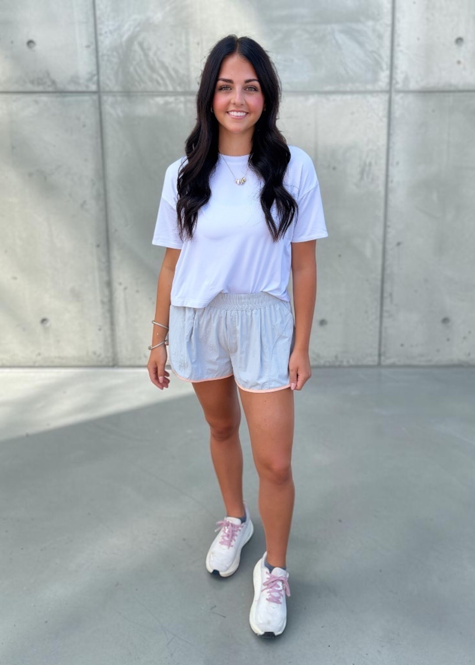 Peach Love Grey & Salmon Sporty Short