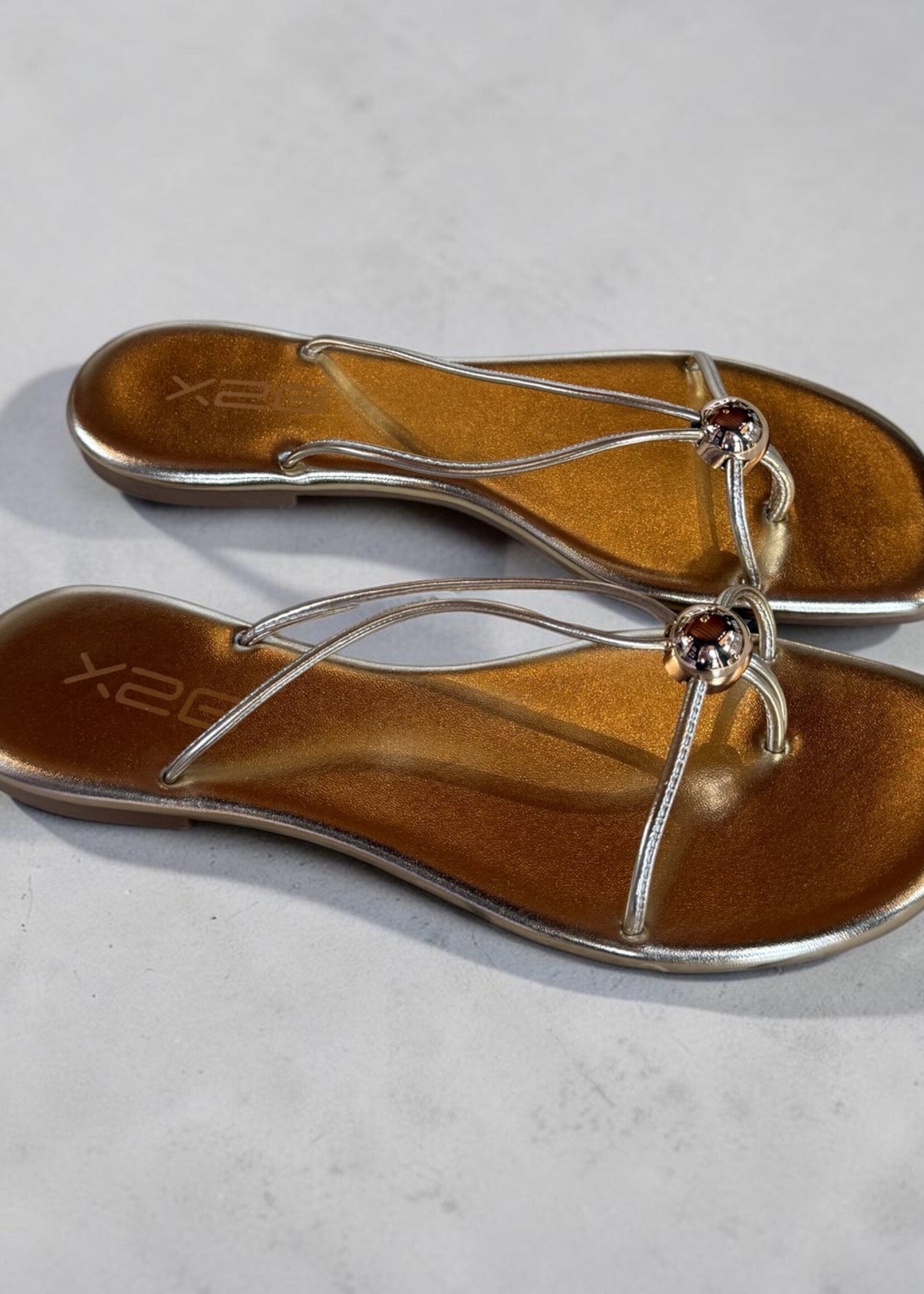 ccocci Gold Thin T-Strap Square Sandal