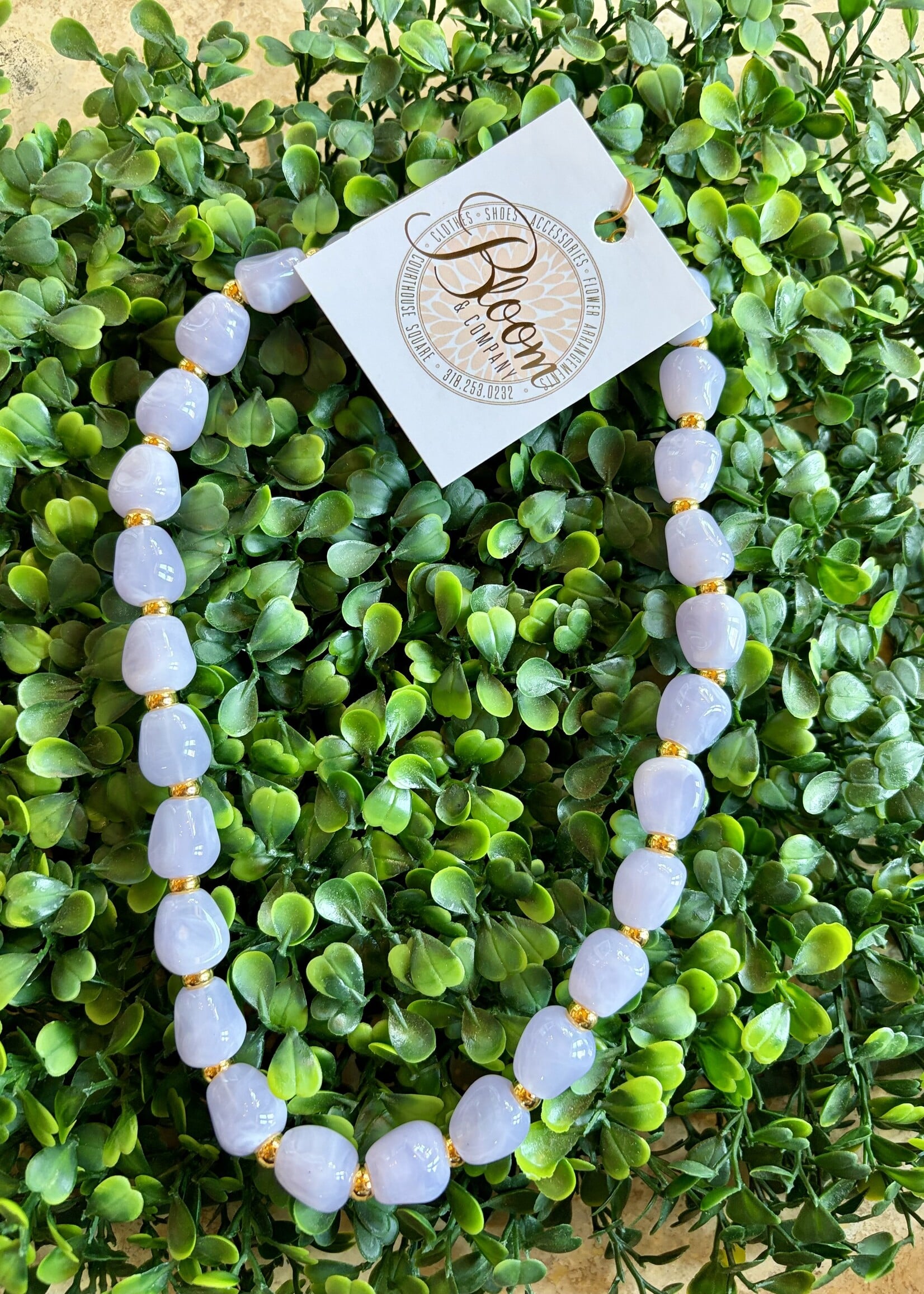 Golden Lily Lavender Beaded Necklace