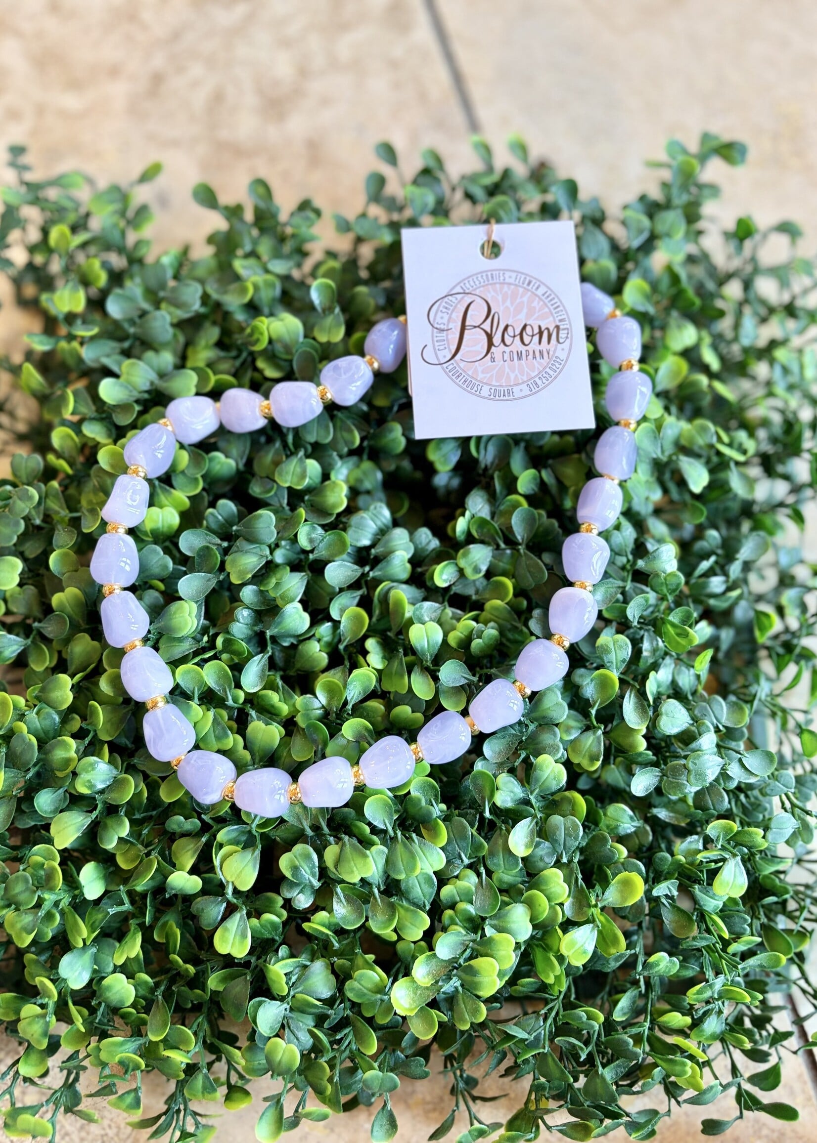 Golden Lily Lavender Beaded Necklace
