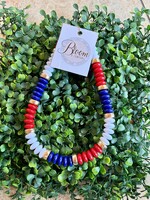 Golden Lily Red, White, & Blue Beaded Necklace