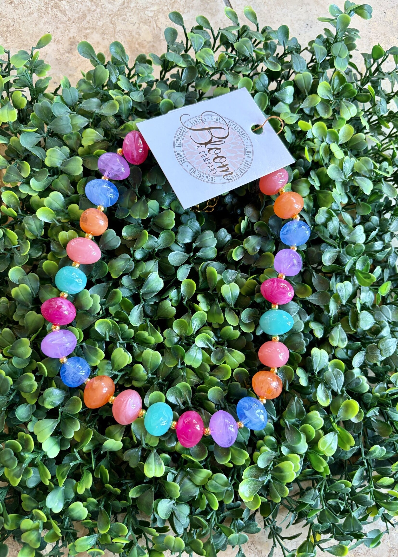 Golden Lily Rainbow Beaded Necklace