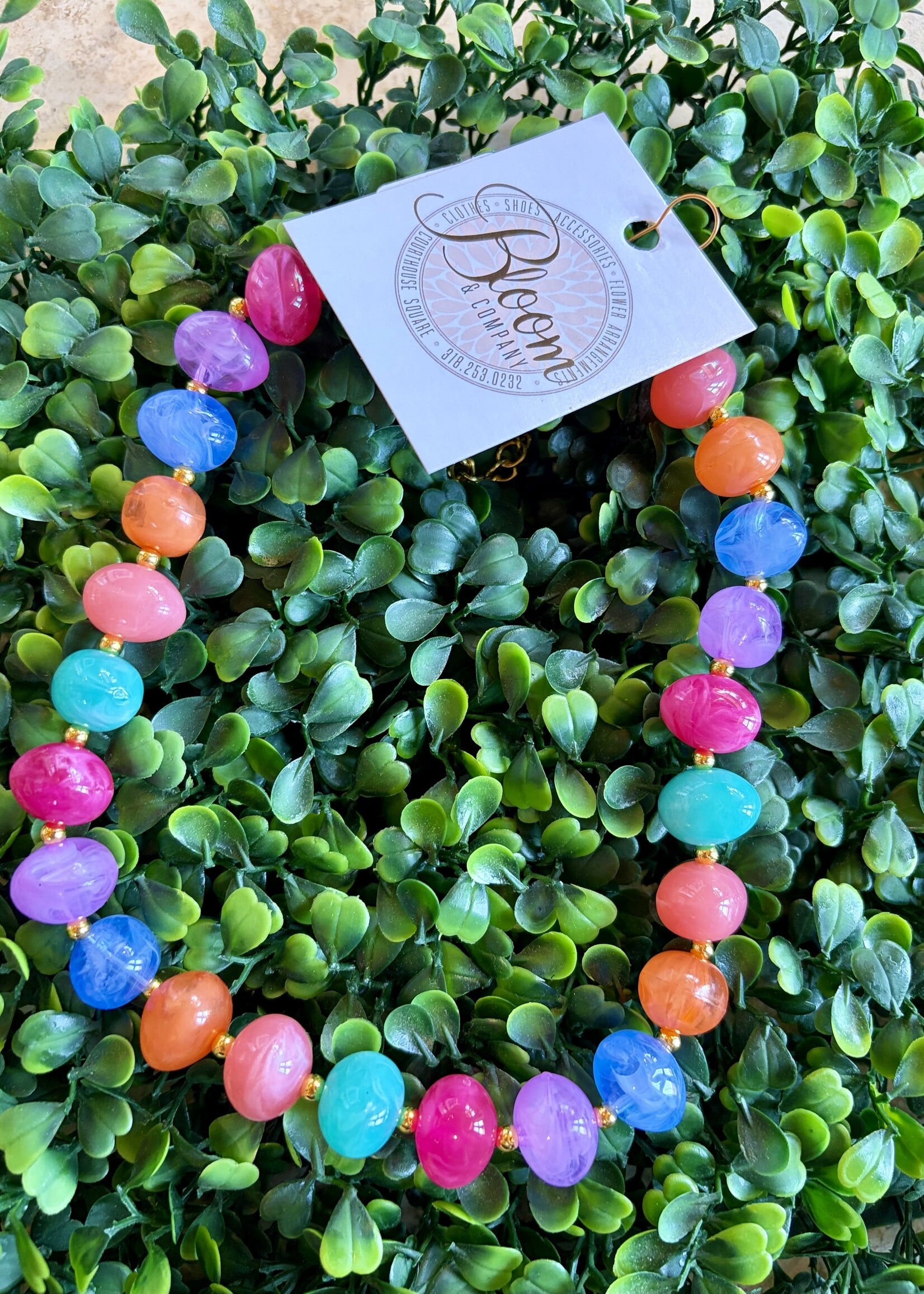 Golden Lily Rainbow Beaded Necklace