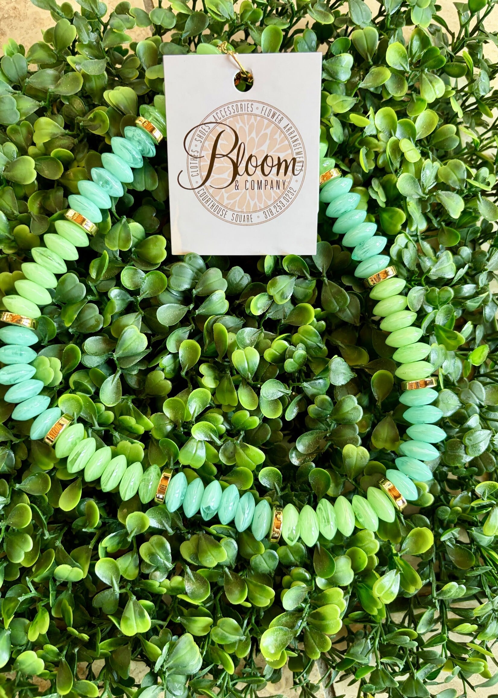 Golden Lily Aqua & Mint Beaded Necklace